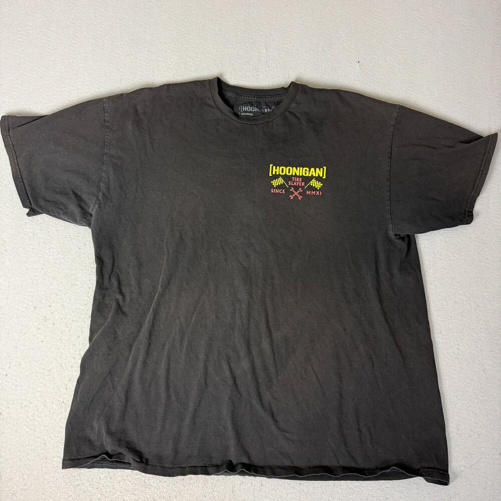 Hoonigan Tire Slayer T Shirt Men’s 2XL Black Cotton Racing Graphic Tee